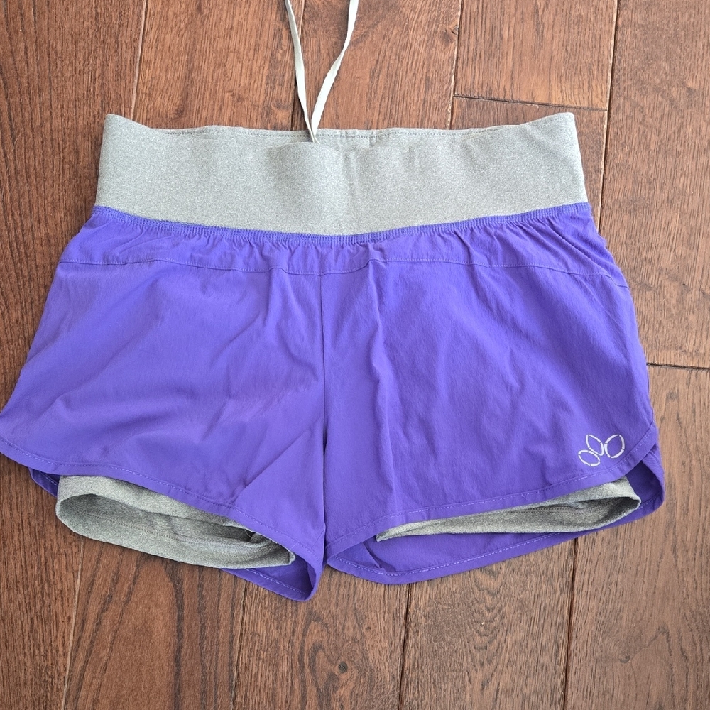 REI Double Shorts Purple Nylon with Light Gray Spandex Undershorts Womens S NWOT